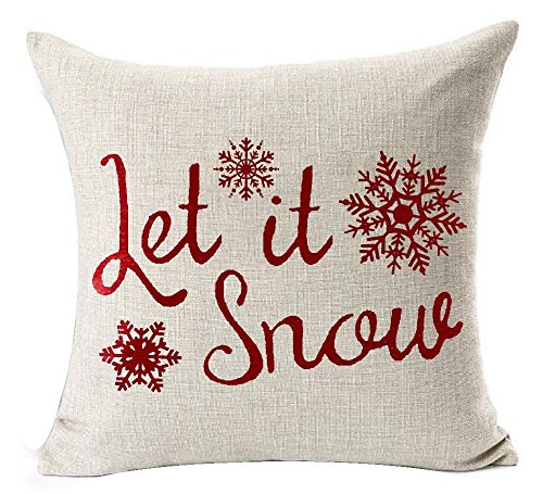 Set of 4 Beige Red Cotton Linen Throw Pillow Cover 18 X 18 Inches L8591