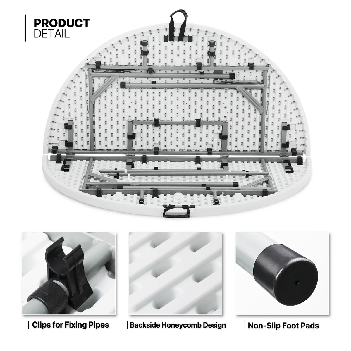 10 Pieces Round Bi-Folding Plastic Table M59508