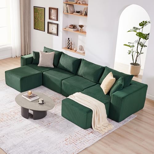 107.4" Beige Corduroy Modular Sectional Sofa I551853