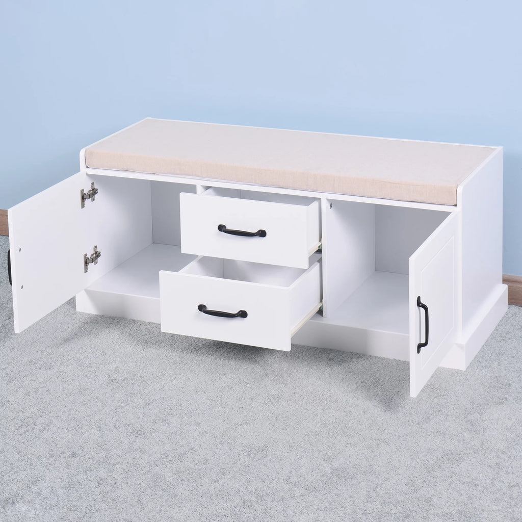 White Storage Bench with 2 Drawers G11462