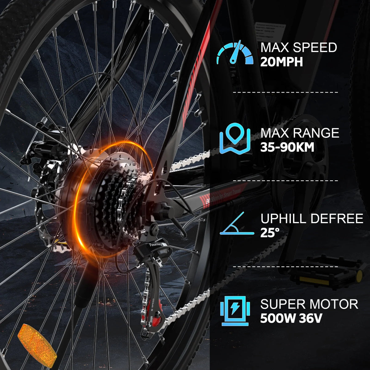 500W 26 Electric Bike with Removable 36V 12Ah Battery S8978