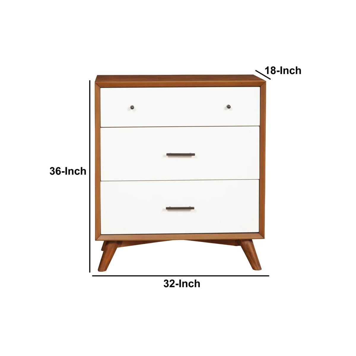 Wooden Chest with Three Drawers Brown and White J985584