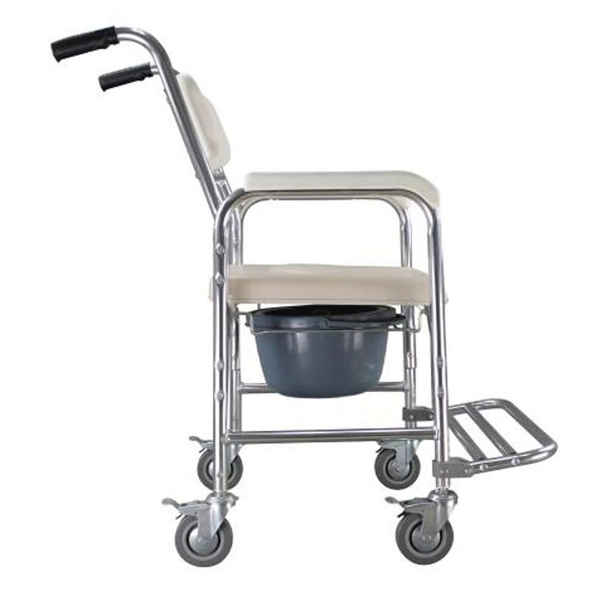 Aluminum Multifunction Wheelchair Shower Commode Chair with Locking Wheels B995817