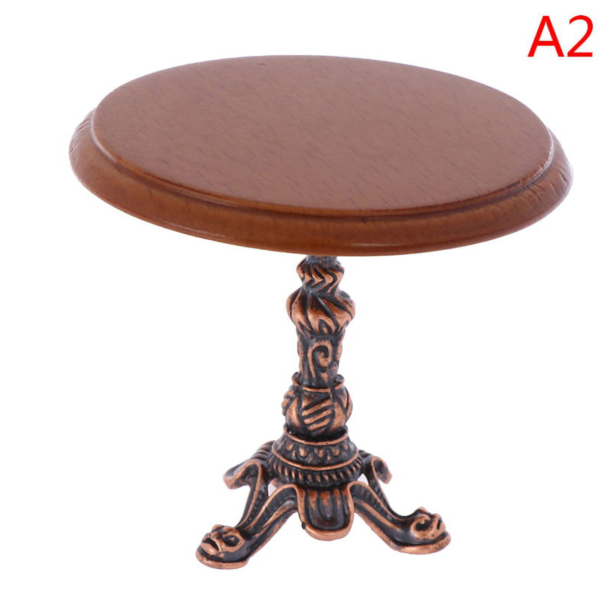 1:12 Wooden Round Kitchen Side Table And Stool I57990