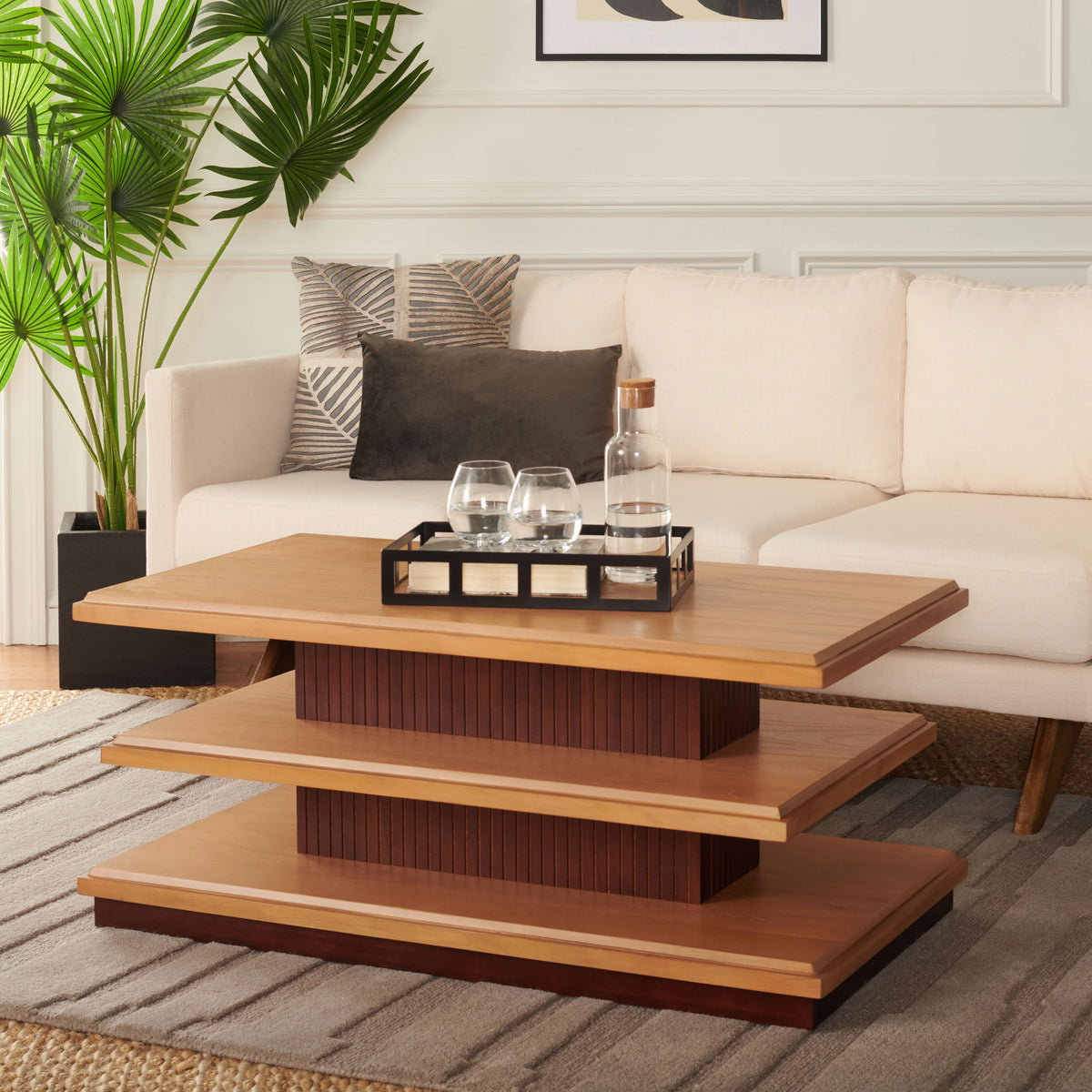 Solid 2 Shelf Wood Coffee Table N24729