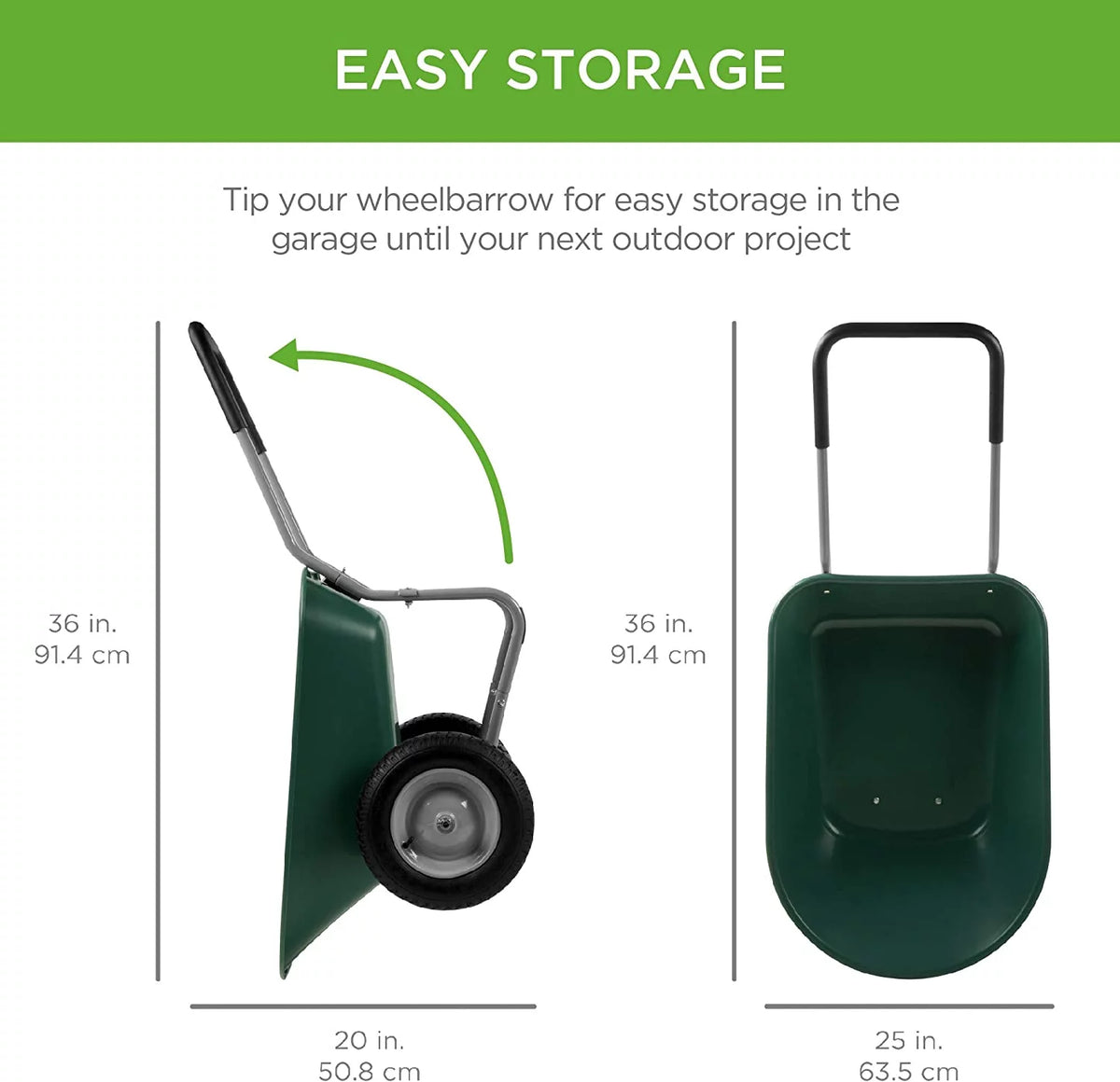 Green Dual-Wheel Wheelbarrow Garden Cart M721707