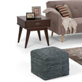 Genuine Leather Square Pouf - Grey W8510