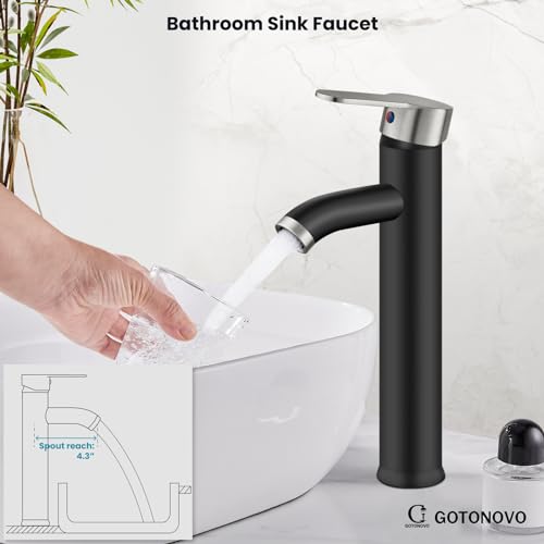 Matte Black Single Handle Vessel Sink Faucet with Pop Up Drain G84024