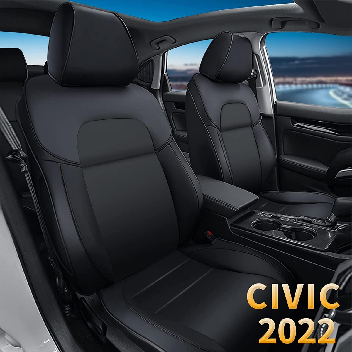 Faux Leather Car Seat Cover Full Set M259251