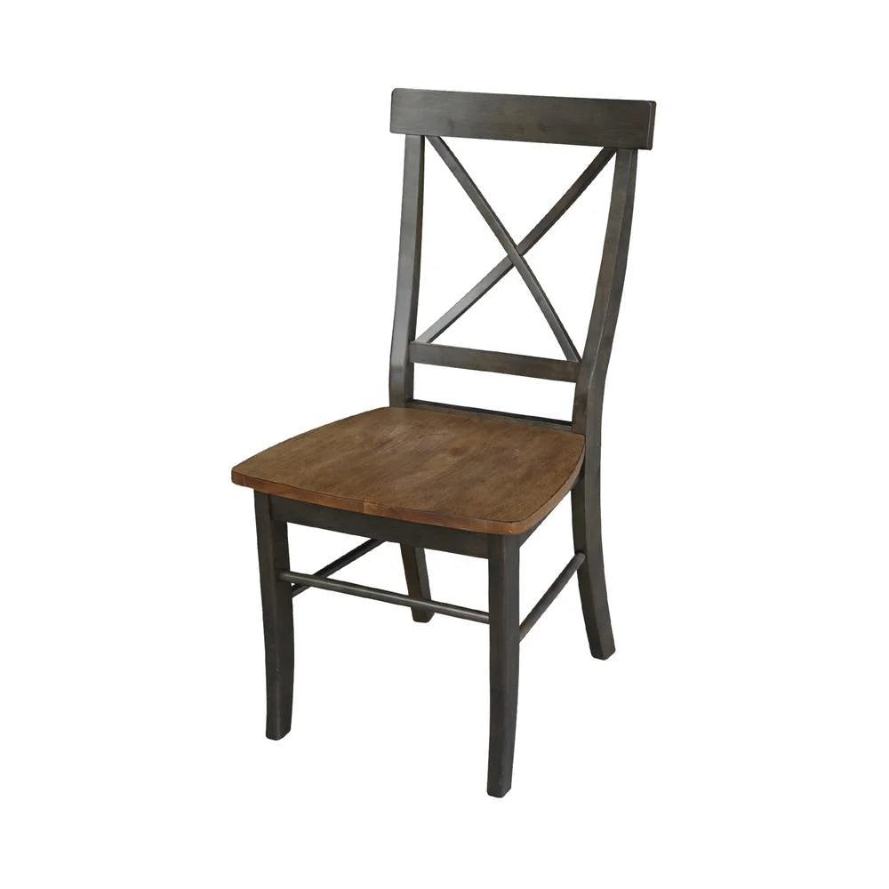 36" Round Wood Table with 2 X-Back Chairs 3 Piece Set T330