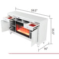 Solid Wood TV Stand With Electric Fireplace in White B449