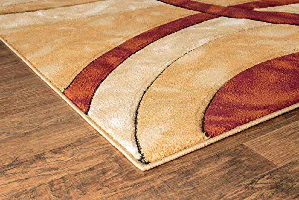 5x7 Dark Red Circles Area Rug C9715