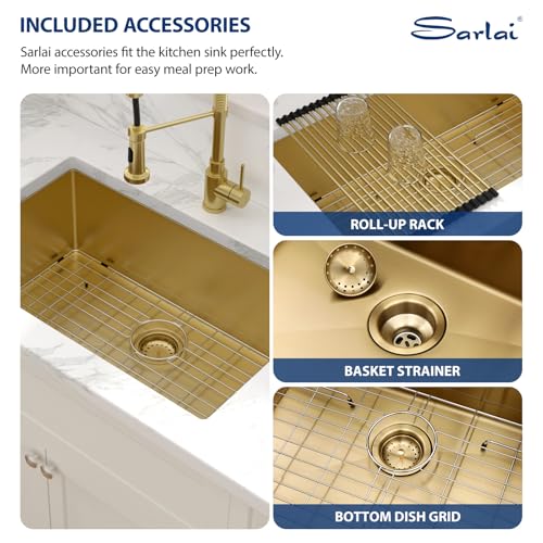 28 Inch Gold Undermount Stainless Steel Kitchen Sink M664210