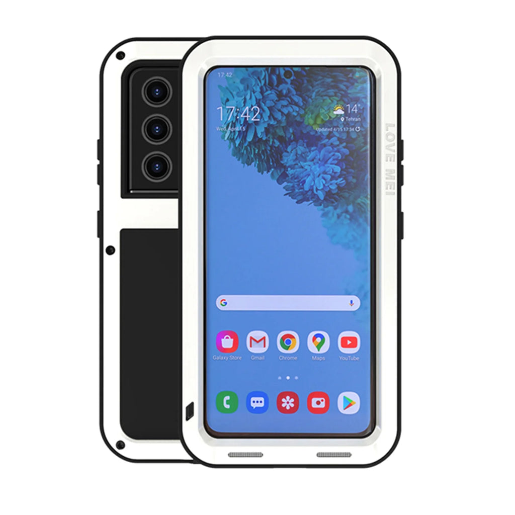 White Metal Bumper Silicone Case with Built-in Screen Protector G548