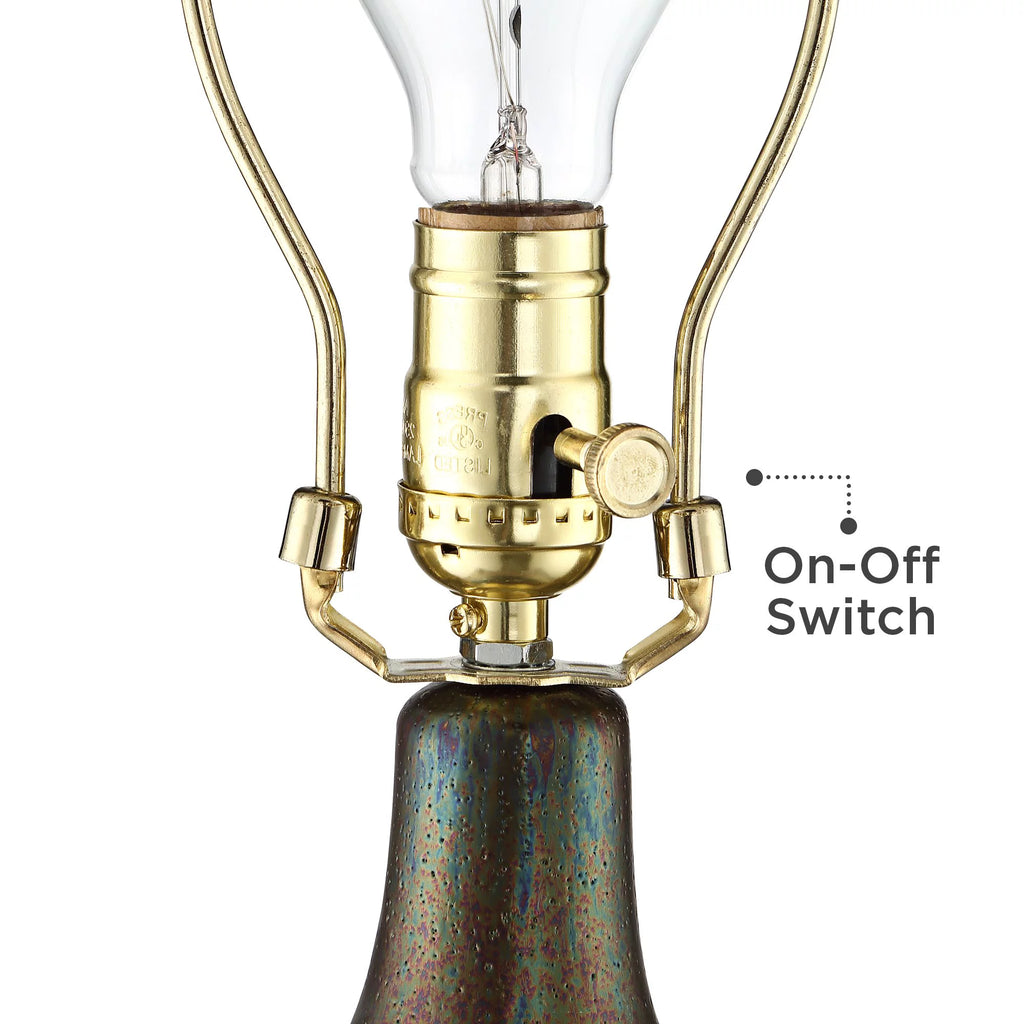 21" High Brown Wood Ceramic Table Lamp F7472