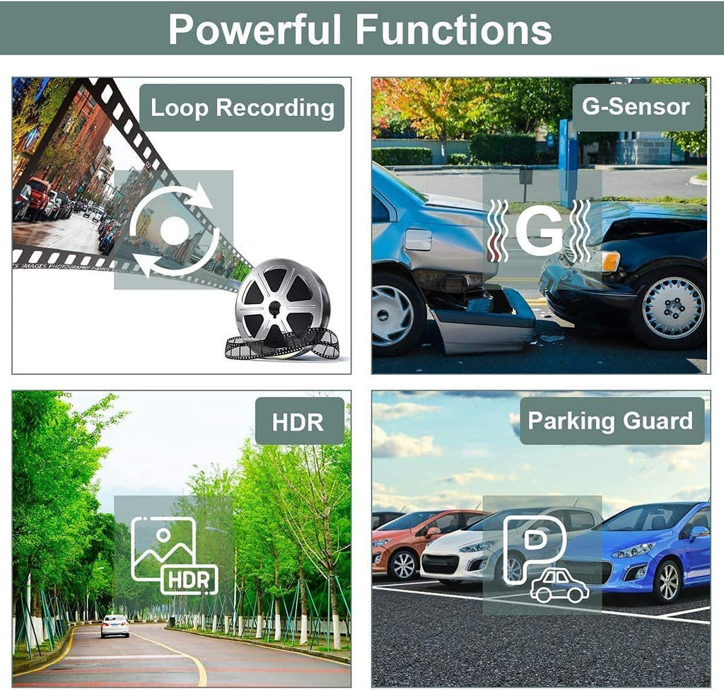 Dash Cam Front and Rear 1080P Full HD Dual Dash Cam 3 IPS Screen Night Vision 170° Wide Angle Motion Detection G-Sensor with SD Card A798