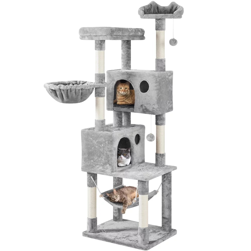 73''H Multilevel Cat Tree with 2 Condos & Scratching Posts P78771