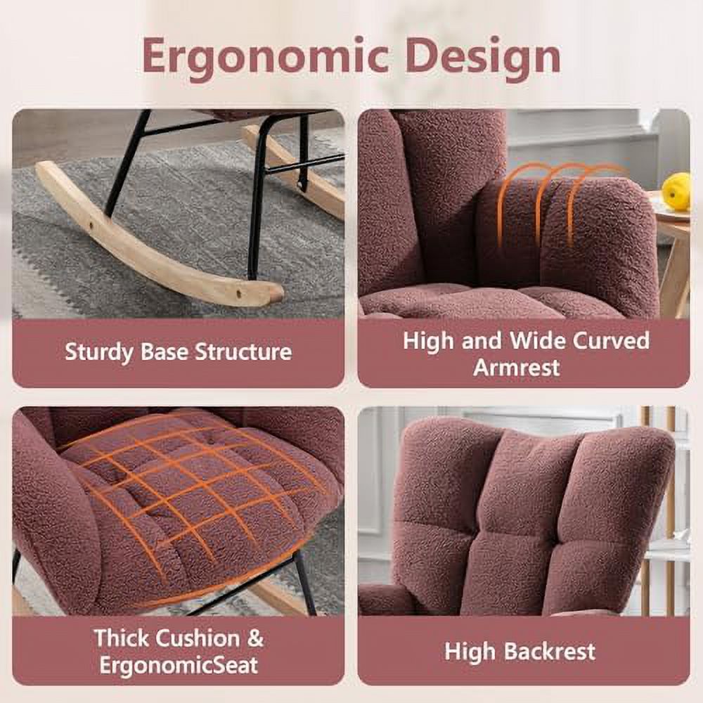 Grey Velvet Upholstered Glider Rocker B25001