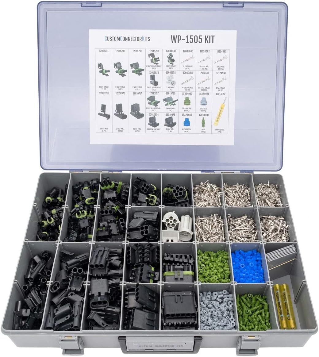 1500 Piece Sealed Weatherproof Automotive Electrical Connectors Kit E732922