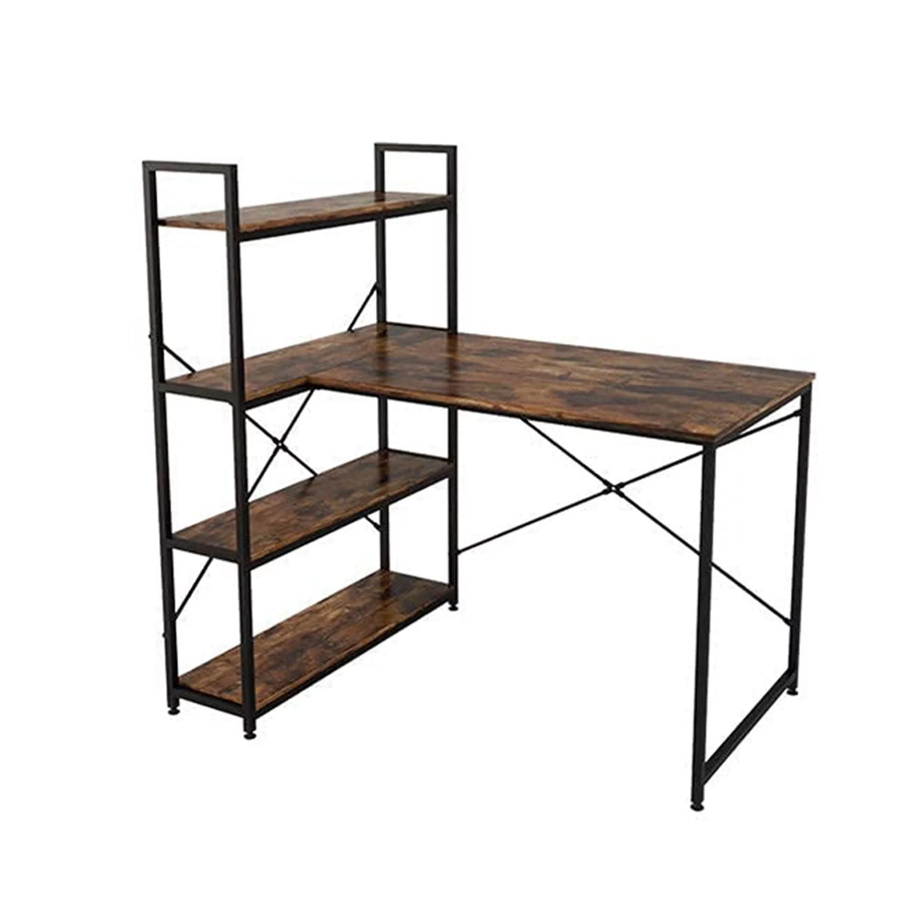 L Shaped Computer Desk with Shelves E85946
