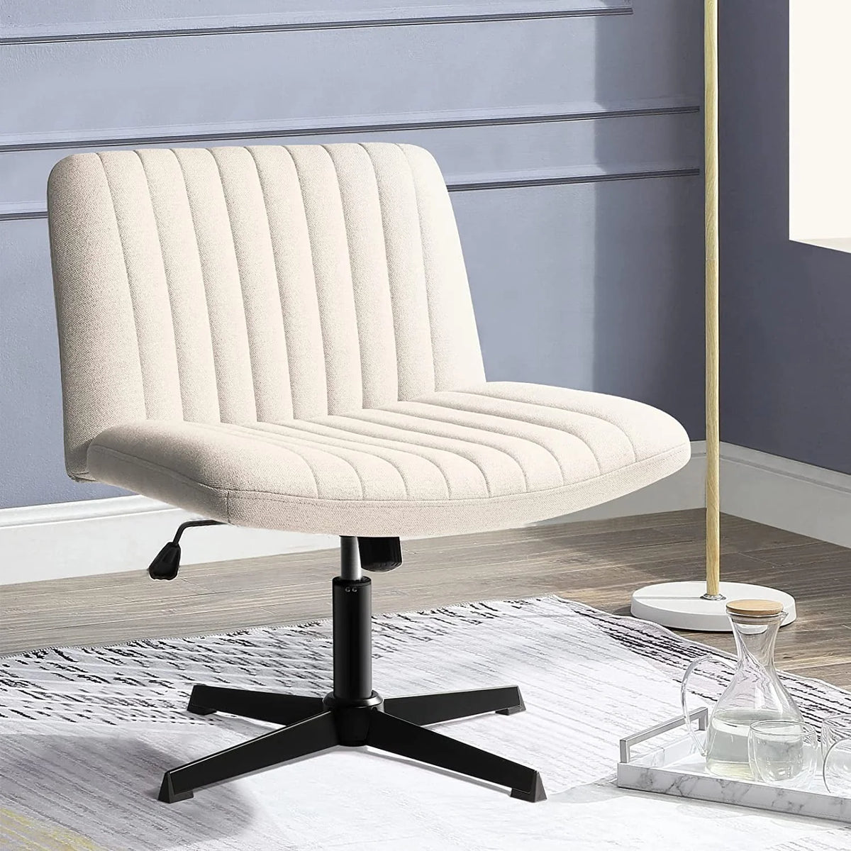 Armless Fabric Padded Swivel Office Chair Y38173