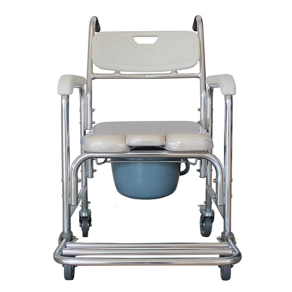 Aluminum Multifunction Wheelchair Shower Commode Chair with Locking Wheels B995817