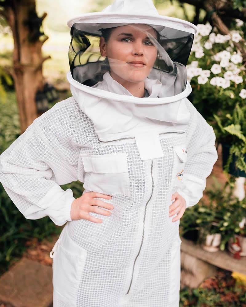 3 Layer Ventilated Beekeeping Suit with 2 Veils White / 3XL K7054
