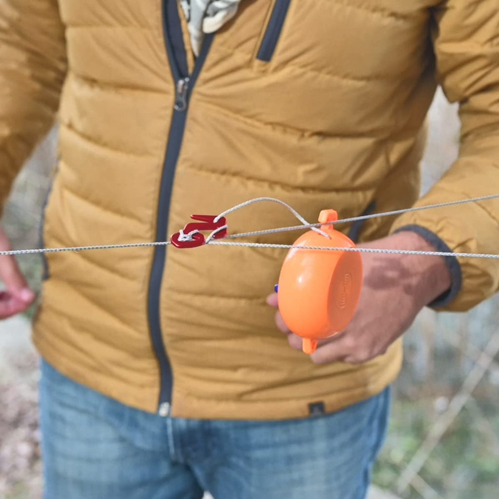Gray HMWPE Tent Guyline Rope with Mini Reel A4966