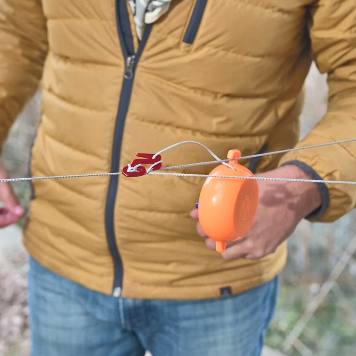 Gray HMWPE Tent Guyline Rope with Mini Reel A4966