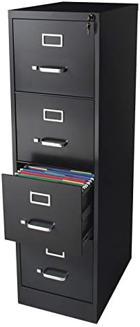 Black 4 Drawer Letter File Cabinet F7409