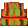 Lime Mesh Public Safety Vest with Orange Binding 5 Pockets T274293