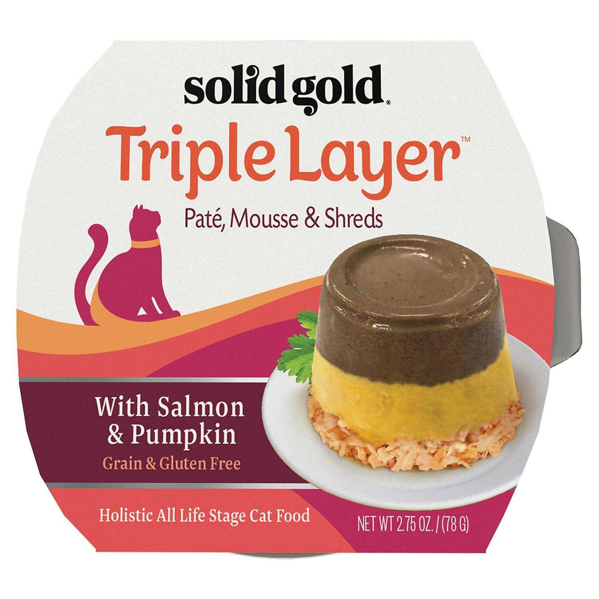 Solid Gold Triple Layer Pate Mousse & Shreds Pumpkin Cat Food Q970