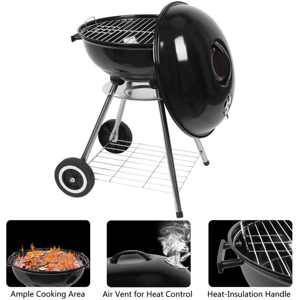 Portable Charcoal Grill and Offset Smoker with Thermometer P176446