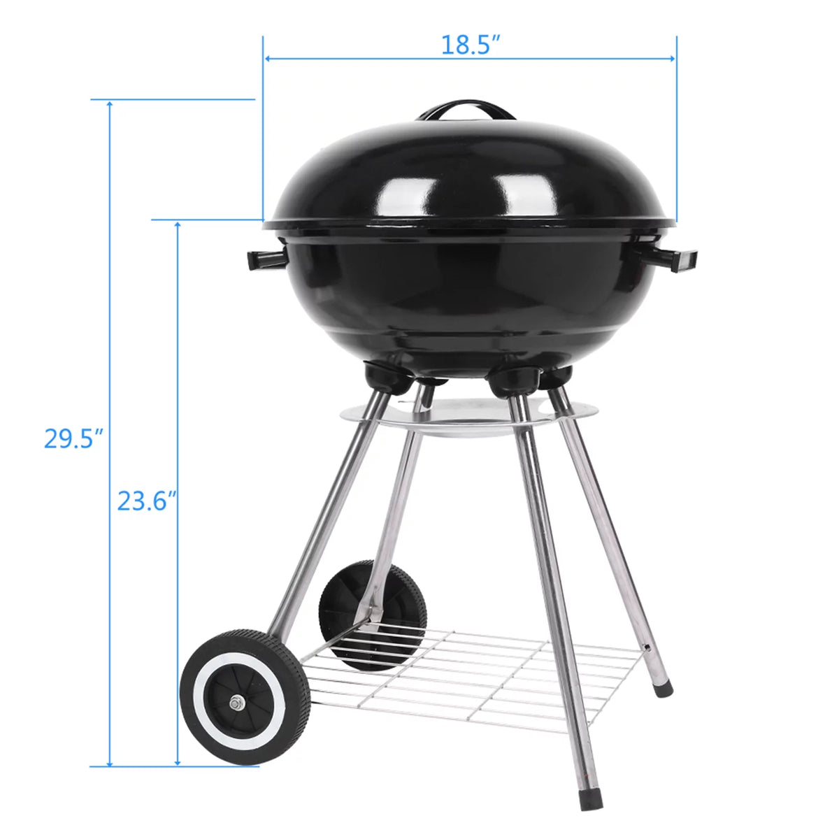 Portable Charcoal Grill and Offset Smoker with Thermometer P176446