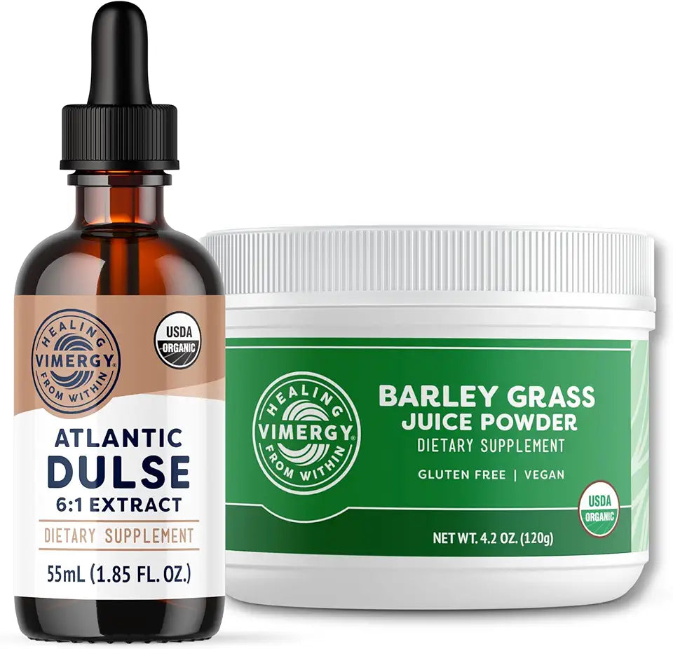 Organic Atlantic Dulse and Barley Grass Juice Powder Bundle E2976