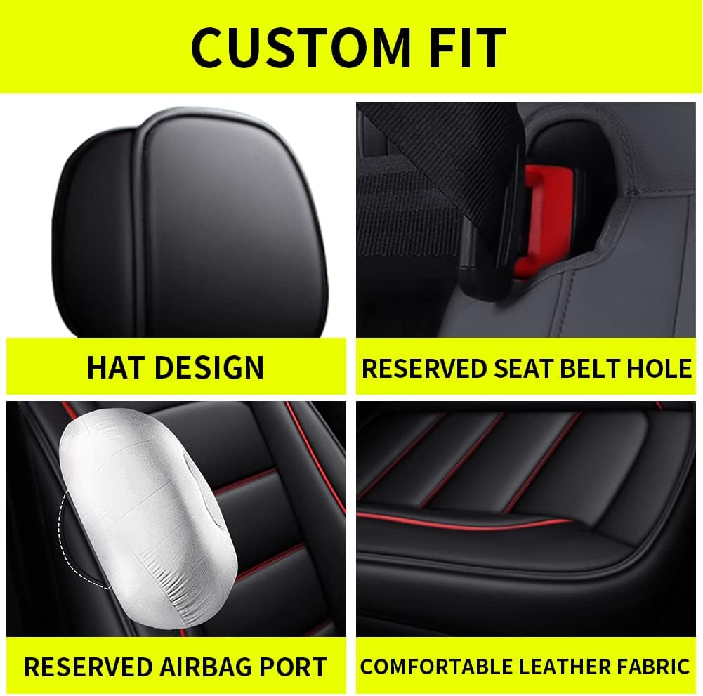 Faux Leather Waterproof Car Seat Covers 5 Seats Set with Airbag Compatible M78912