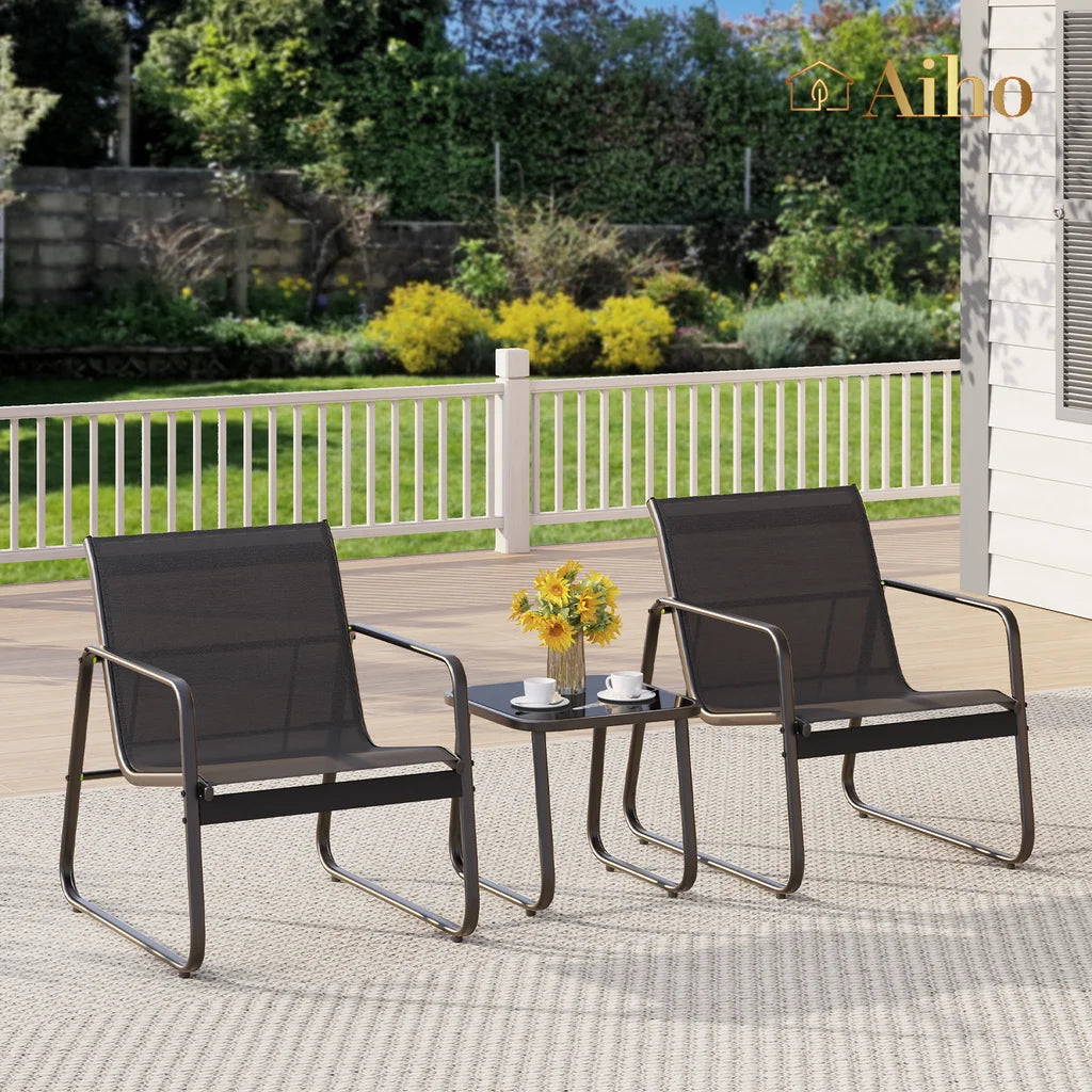 3 Pieces Textilene Patio Furniture Set with Tea Table H576825