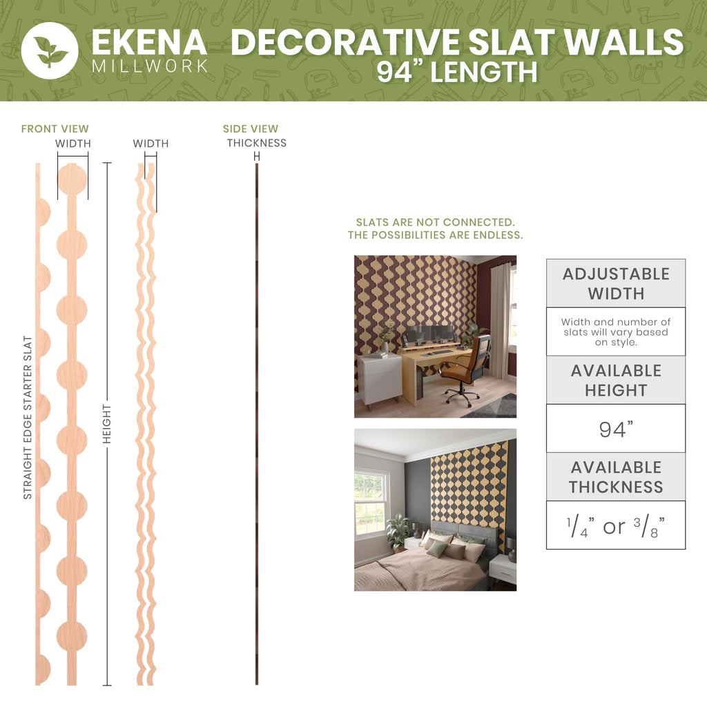 Adjustable Wood Decorative Slat Wall Panel Kit, Birch L953962