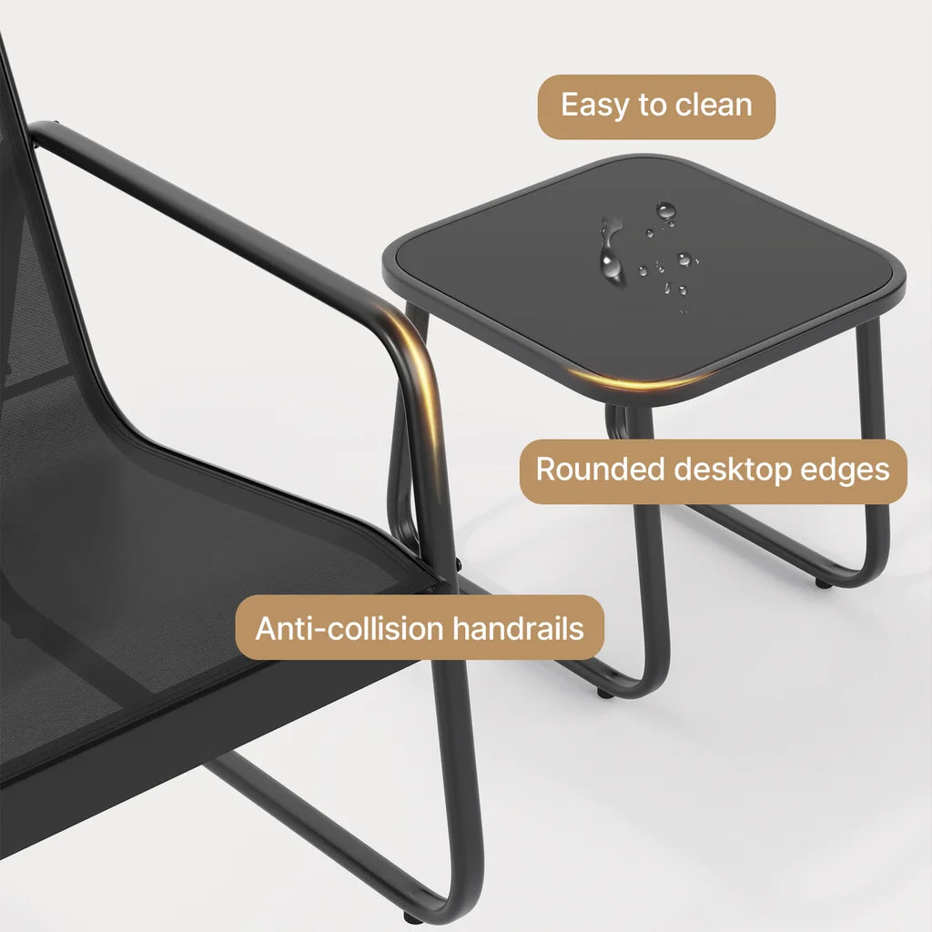 3 Pieces Textilene Patio Furniture Set with Tea Table H576825