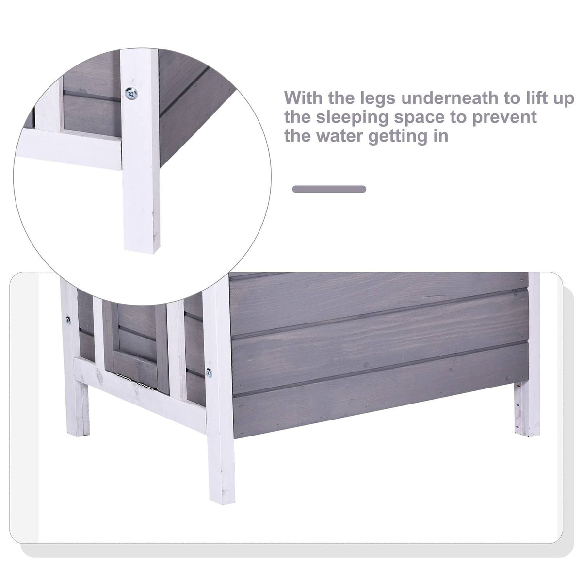 Grey Raised Wooden Pet House S889805