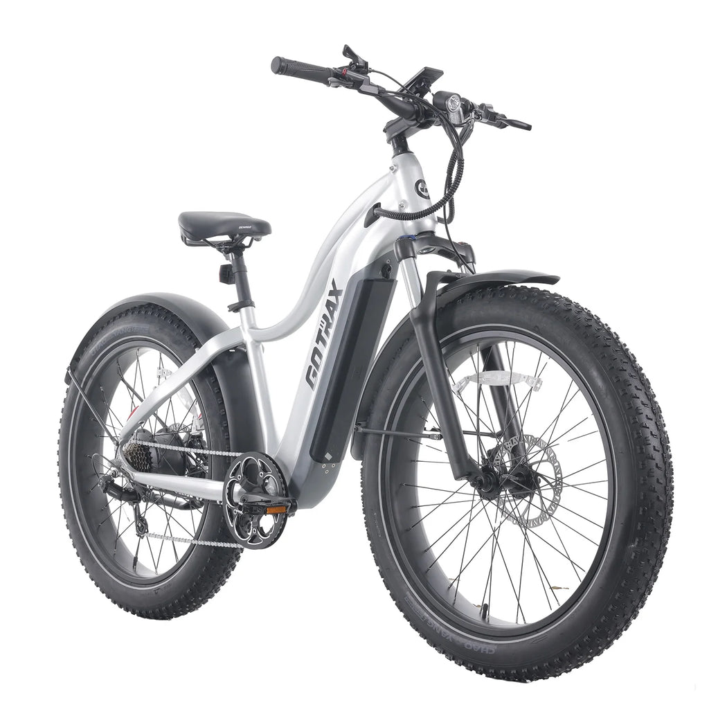 Silver 750W 48V 26" x 4" Fat Tire Electric Mountain Bike H790