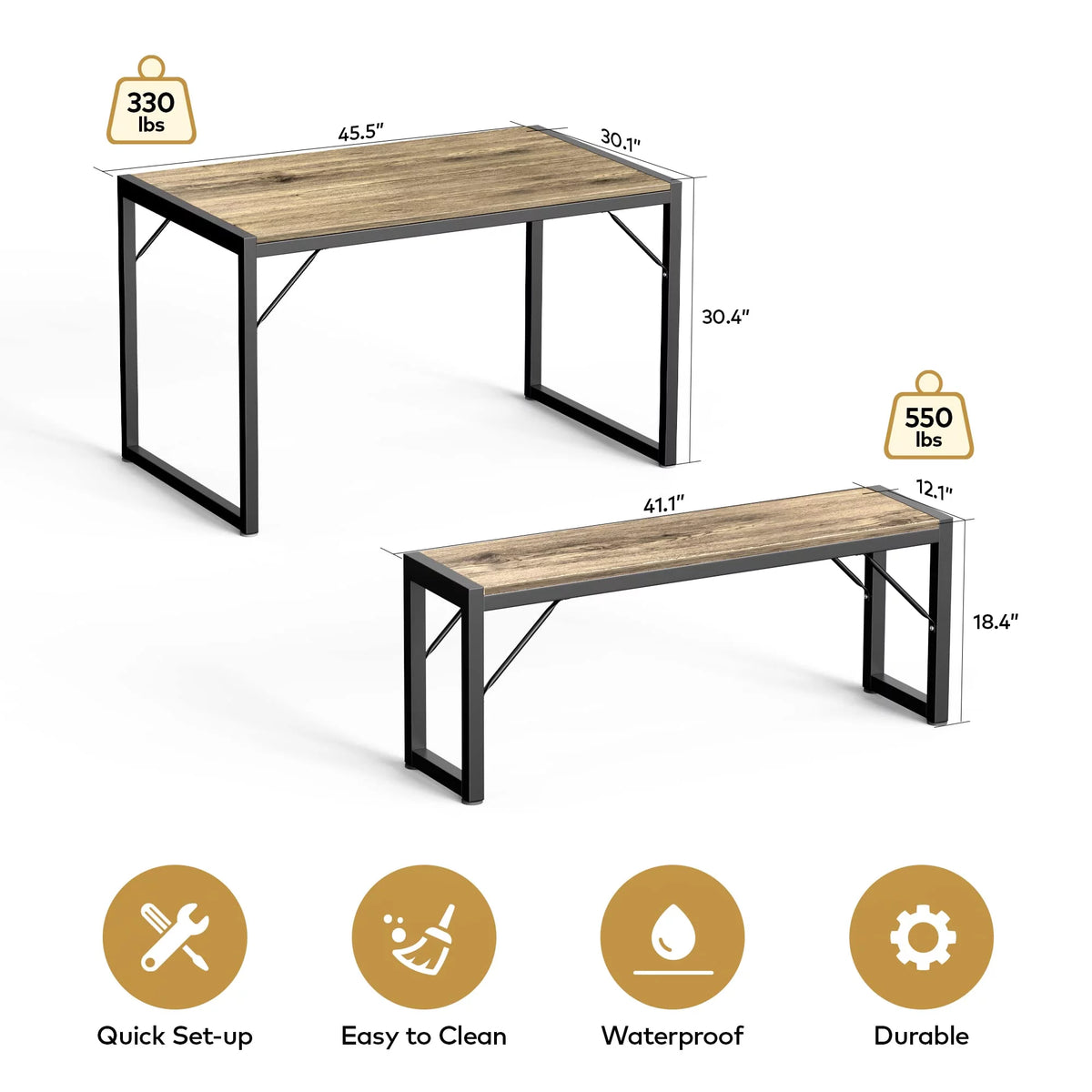 Dining Table Set for 4 Grey G8761