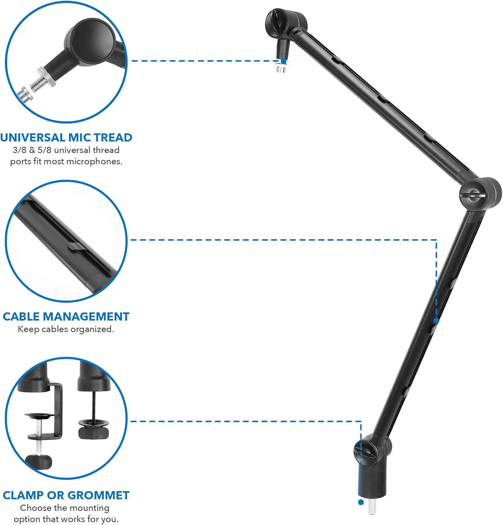 Adjustable Microphone Boom Arm with Cable Management, Pack of 2 L9007