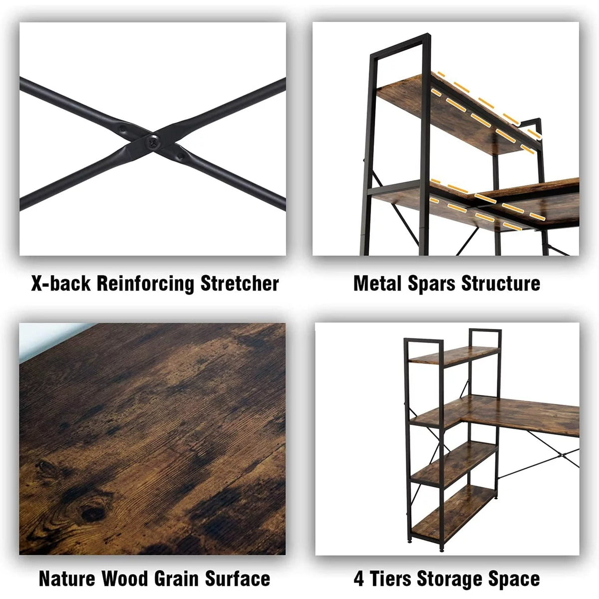 L Shaped Computer Desk with Shelves E85946