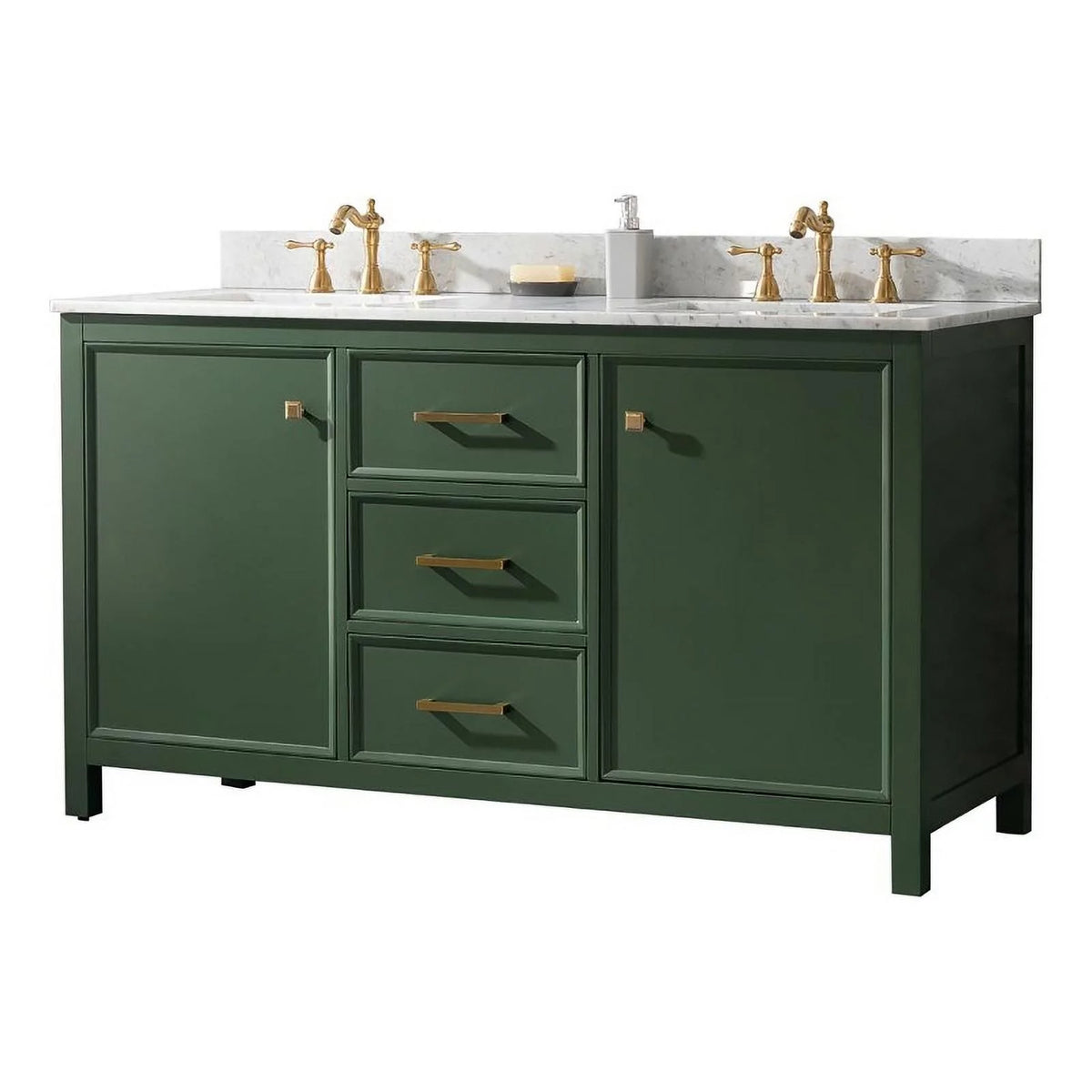 60" MDF Veneer Wood Double Sink Vanity Cabinet C71734