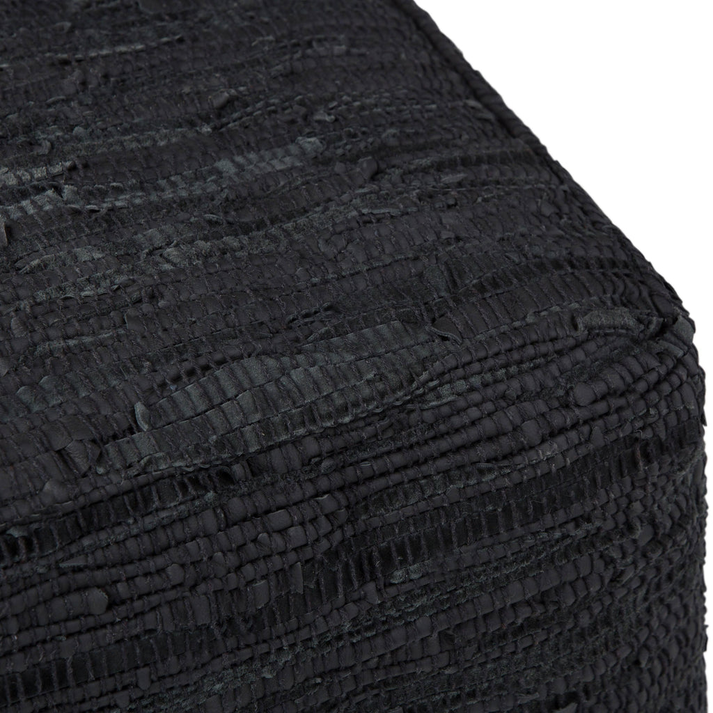Genuine Leather Square Pouf - Grey W8510