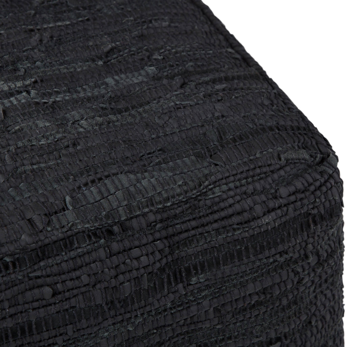 Genuine Leather Square Pouf - Grey W8510