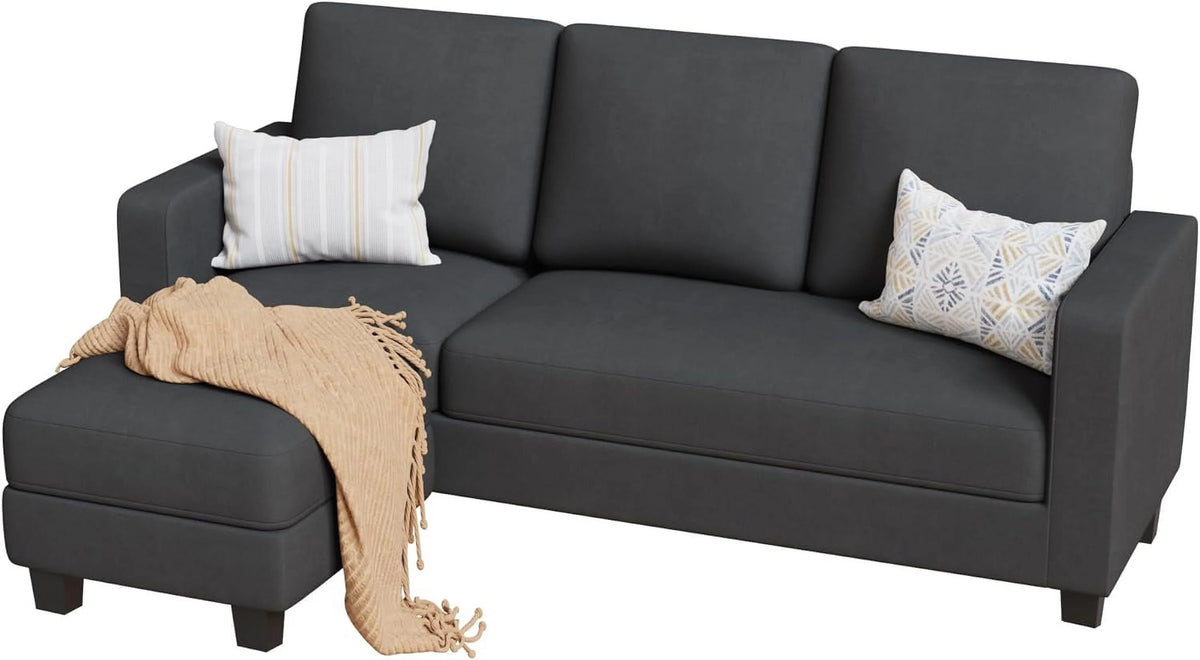 L Shaped Convertible Sectional Sofa with Ottoman Dark Gray M118797