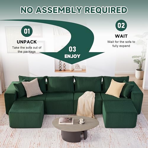 107.4" Beige Corduroy Modular Sectional Sofa I551853