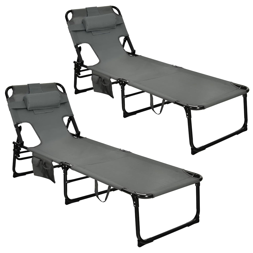 Set of 2 Blue Folding Reclining Beach Lounge Chair W3265